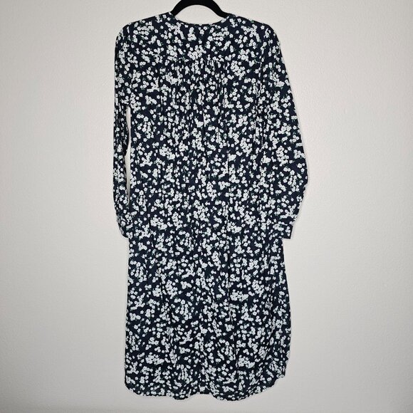 J Crew XS Blue Floral Lightweight Cotton Button Tunic Dress Cottage Beach - Picture 5 of 6